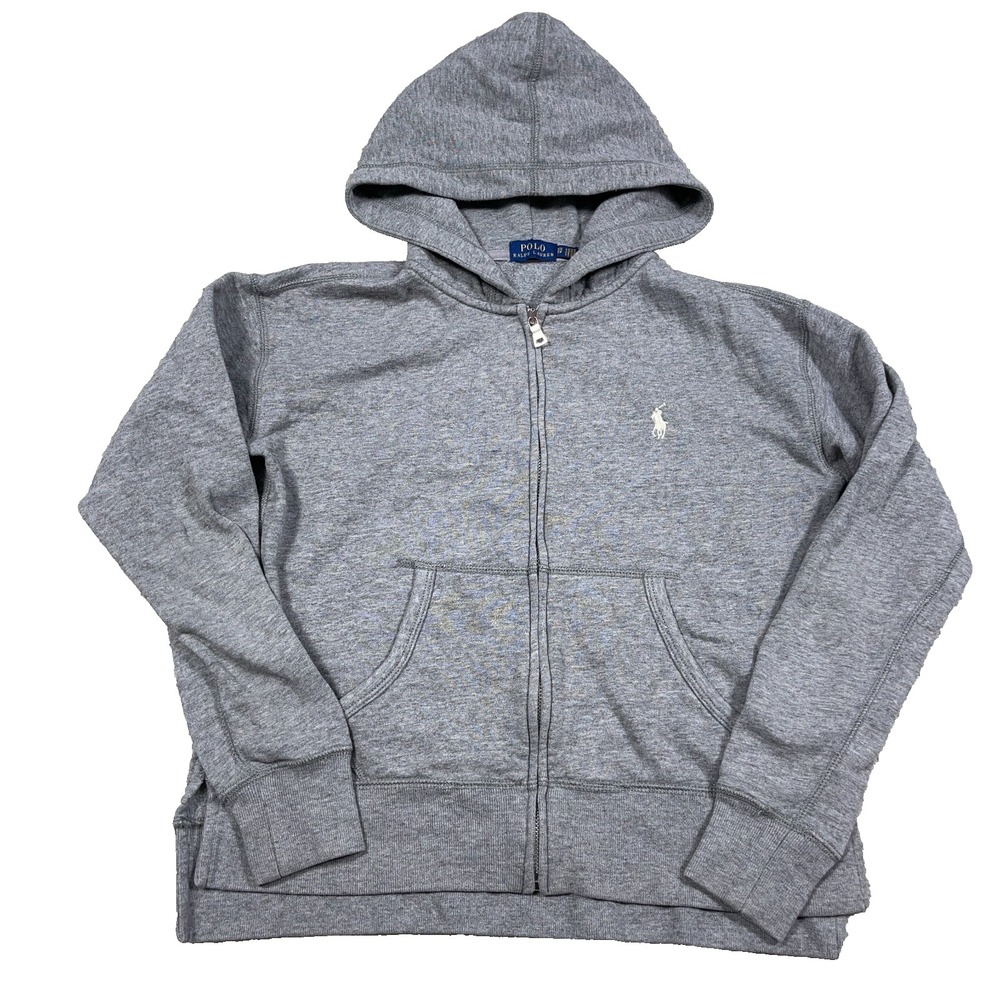 Polo Ralph Lauren Hoodie Women XS Gray Full Zip Sweatshirt Jacket Heather Pony